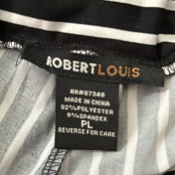 Robert Louis Palazzo Pants, Size PL, Black & White Striped - Picture 2 of 8